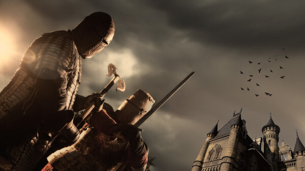 Битва средневековых рыцарей
