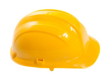 Beyaz arkaplanda izole edilmiş sarı kask