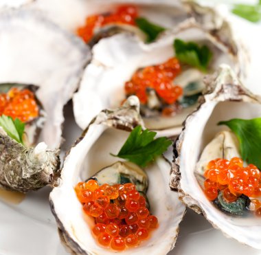 istiridye kırmızı havyar ile