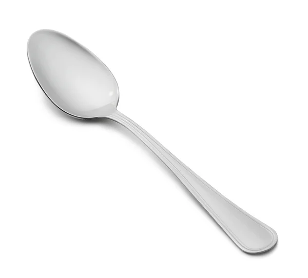 Metal spoon on white background — Stock Photo, Image