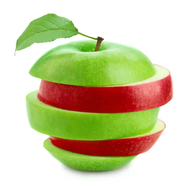 Red and green sliced apple — Stock Photo, Image