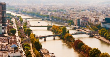 Hava panoramik eiff görüldüğü gibi paris ve seine Nehri