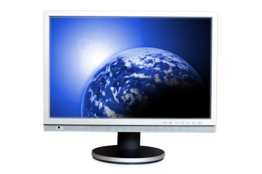 geniş ekran lcd kapı aynası ile yerküre üstünde belgili tanımlık perde.