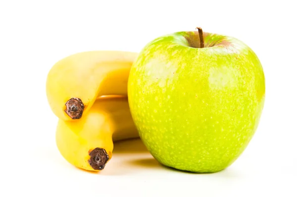 Två bananer och ett äpple — Stockfoto