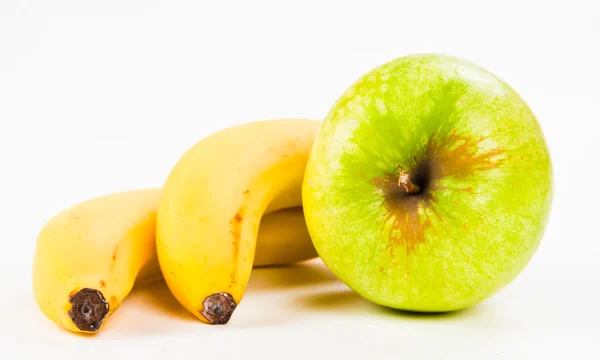 Two bananas and an apple — Stock Photo, Image