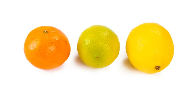 Tangerine, lemon, lime isolated on white background — Stock Photo, Image