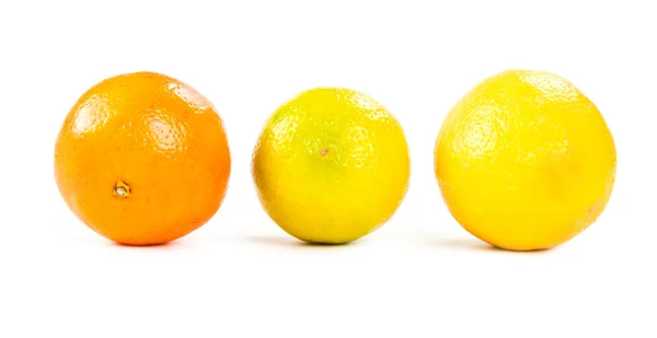 Mandarine, Zitrone, Limette isoliert auf weißem Hintergrund — Stockfoto