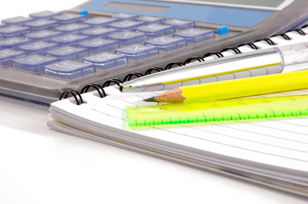 Notebook,ballpen and calculator — Stock Photo, Image