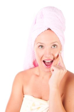 güzel kadın ihale kavanoz nemlendirici krem.