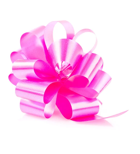 Pink gift bow isolated on white — Stock Photo, Image