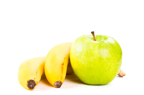 Two bananas and an apple — Stock Photo, Image