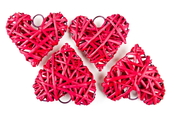 Red straw hearts — Stock Photo, Image