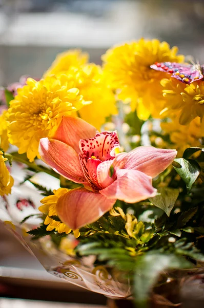 Ramo de orquídea y crisantemo —  Fotos de Stock