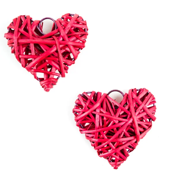 Red straw hearts — Stock Photo, Image