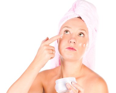 güzel kadın ihale kavanoz nemlendirici krem.