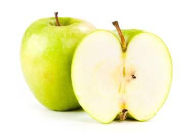 Yeşil elma ve elma yarısı