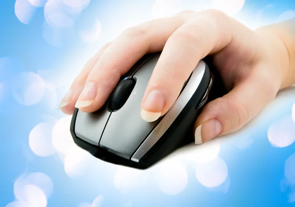 Computer mouse with hand — Stock Photo, Image