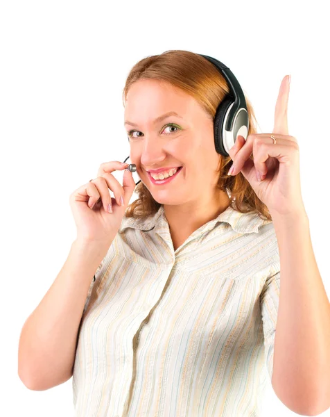 Business customer support operator woman smiling - isolated — Stock Photo, Image