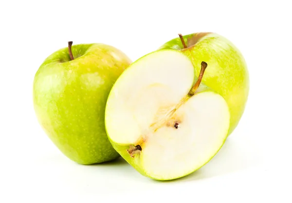 Zwei Äpfel und ein halber Apfel — Stockfoto