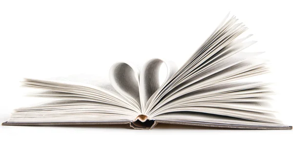 Pagine di un libro ricurvo a forma di cuore — Foto Stock