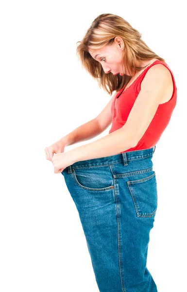 Eine schlanke junge Frau ernährt sich gut — Stockfoto