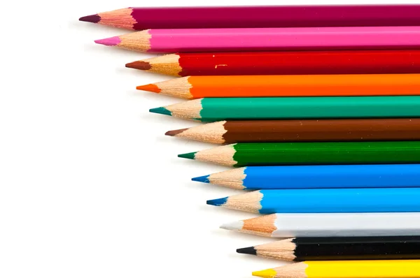 Barevné tužky na bílé — Stock fotografie
