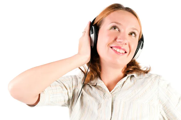 Beautiful woman listening music — Stock Photo, Image