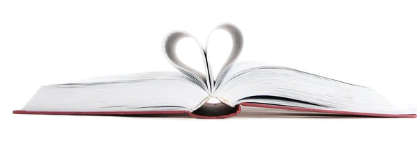 Pages of a book curved into a heart shape — Stock Photo, Image