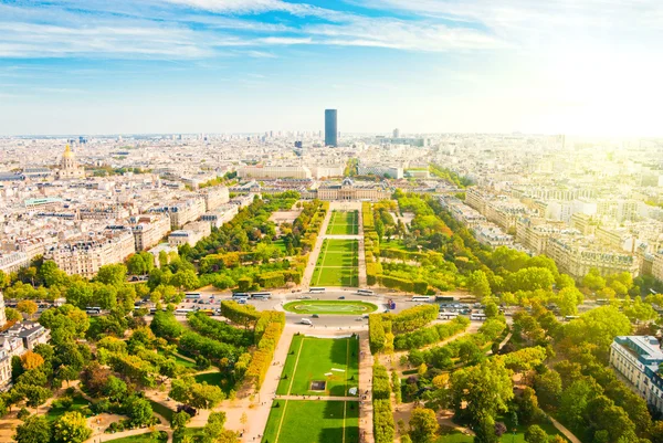 Aerial panoramic view of Paris and Seine river as seen from Eiff — Stock Photo, Image