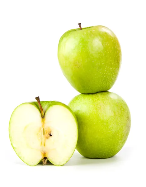 Zwei Äpfel und ein halber Apfel — Stockfoto