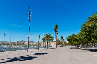 port yakınındaki barcelona, sokaklarında. İspanya.