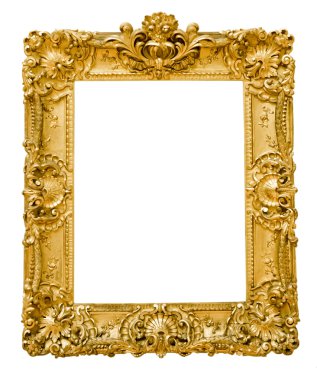 vintage gold frame, isolated on white clipart