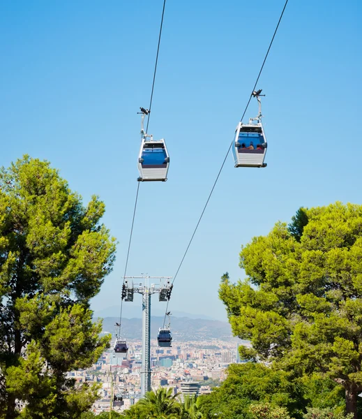 Linbanevagnen över barcelona, Spanien — Stockfoto