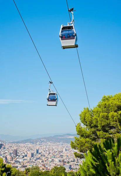 在巴塞罗那，西班牙空中缆车 — 图库照片