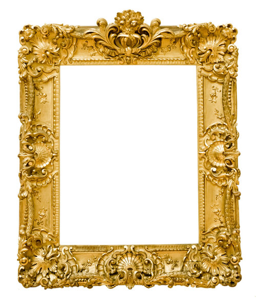 vintage gold frame, isolated on white