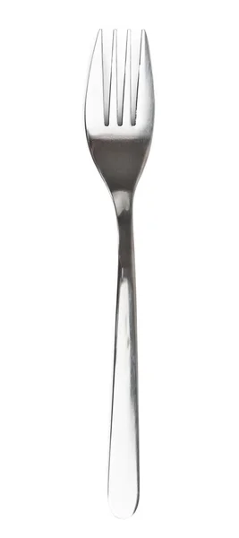 Stříbrná vidlička na bílém pozadí — Stock fotografie