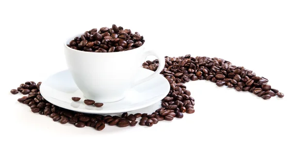 Tazza piena di chicchi di caffè — Foto Stock