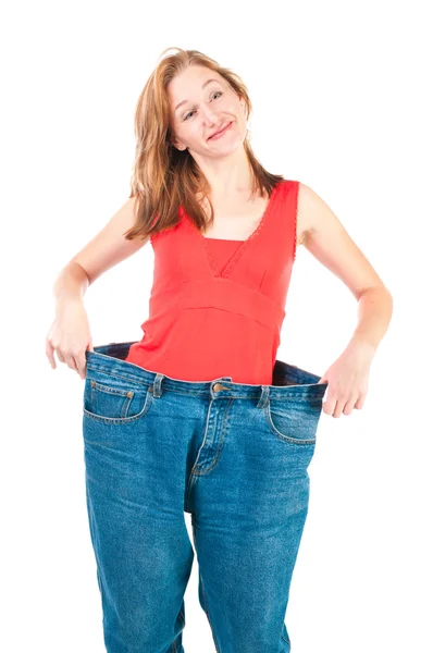 A slim young woman makes good diet — Stock Photo, Image