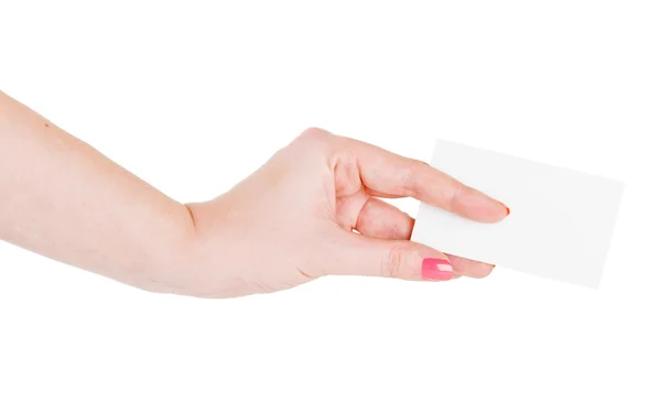 Mão segurar cartão de visita em branco — Fotografia de Stock