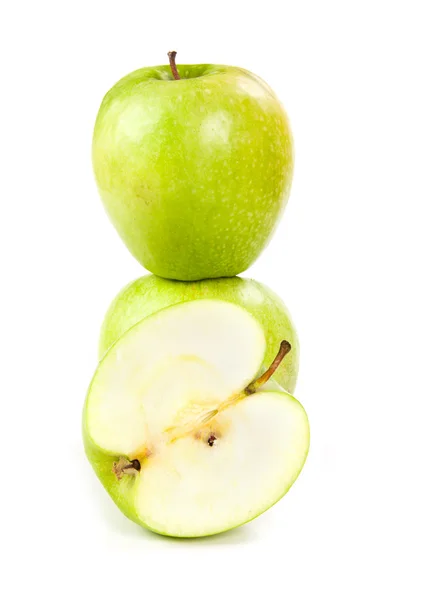 Duas maçãs e metade de maçã — Fotografia de Stock