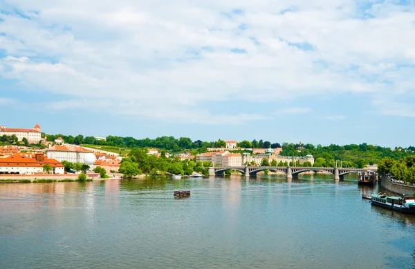 The View on summer Prague above River Vltava — Stock Photo, Image