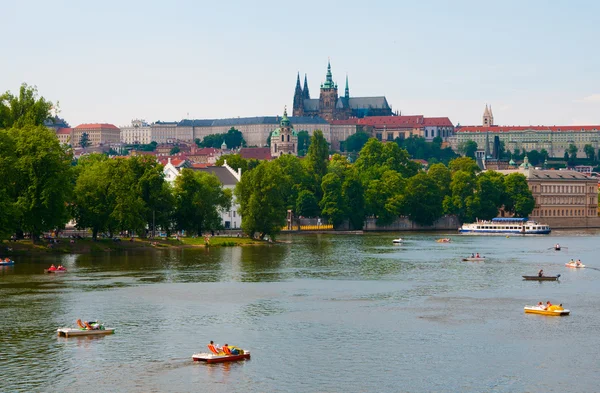 The View on summer Prague above River Vltava — Stock Photo, Image