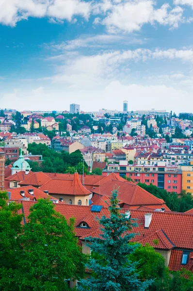 View of Prague city from Vysehrad hill — Stock Photo, Image