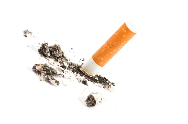 Cigarette butt on white — Stock Photo, Image