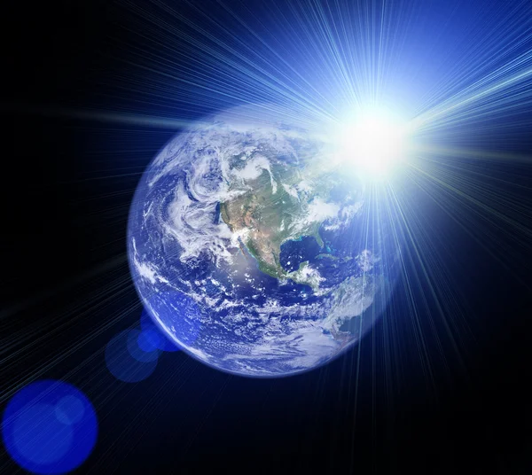 Een mooie ruimte scène met planeet en de zon — Stockfoto