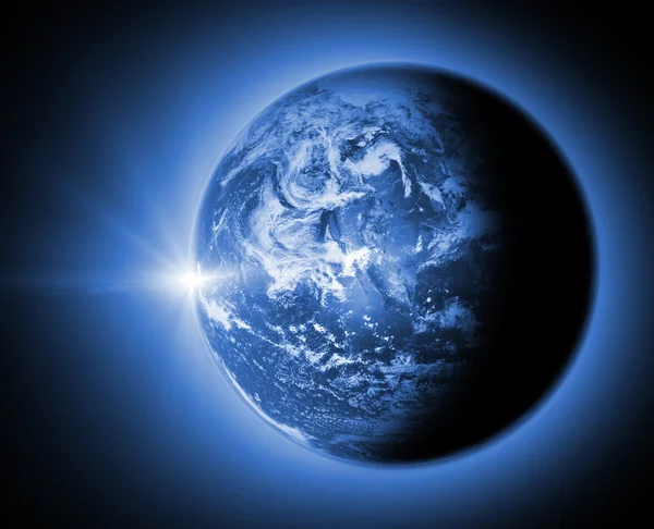 Eine wunderschöne Weltraumszene mit Planet und Sonne — Stockfoto