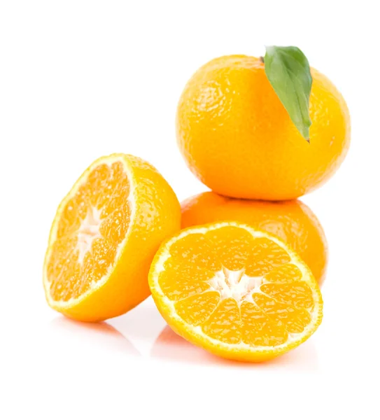 Ripe tasty tangerines isolated on white — Stock Photo, Image