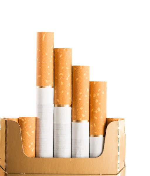 Tobacco in cigarettes with a brown filter close up — Stock Photo, Image