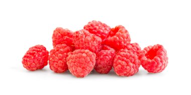 ripe red raspberry isolated on white background clipart