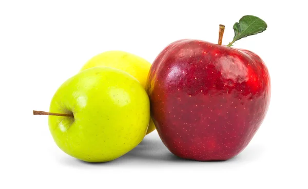 Red and green apples on white — Stock Photo, Image